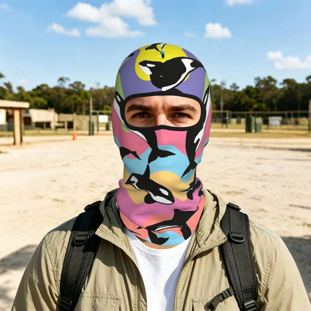 Orca Killer Whale Breathable Thin Balaclava Full Face Mask Sun Protection Neck Gaiter For Motorcycle Cycling Fishing Outdoor