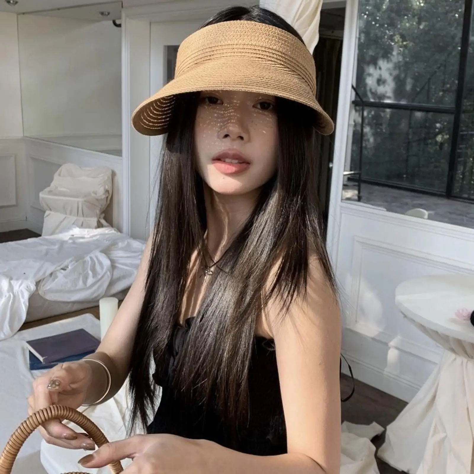 

Sun Visor Hat UV Block Straw Headgear Beach Sun Hat For Teen Girls Pool Sports Outdoor Hiking Camping Climbing Traveling