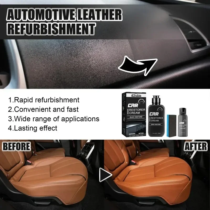 30/100ml Auto Plastic Leather Repair Agent Car Restorer Cream Washable Refresh Aging Surfaces Care Cleaning Refurbishment Agent