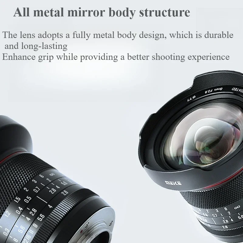 Meike MK-0828CFMF-MFT 8 مللي متر f2.8 عدسة تصوير يدوية بزاوية واسعة للغاية M4/3 إطار كاميرا بدون مرآة قياسية برايم