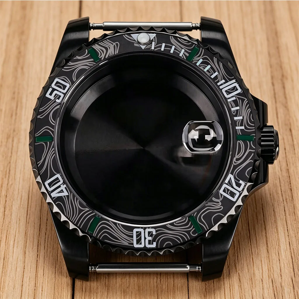 Boîtier de montre noir étanche 40MM tendance avec verre saphir pour Seiko NH35 NH36 NH38/34 Miyota 8215 ETA 2824, pièces de fond de boîtier en verre