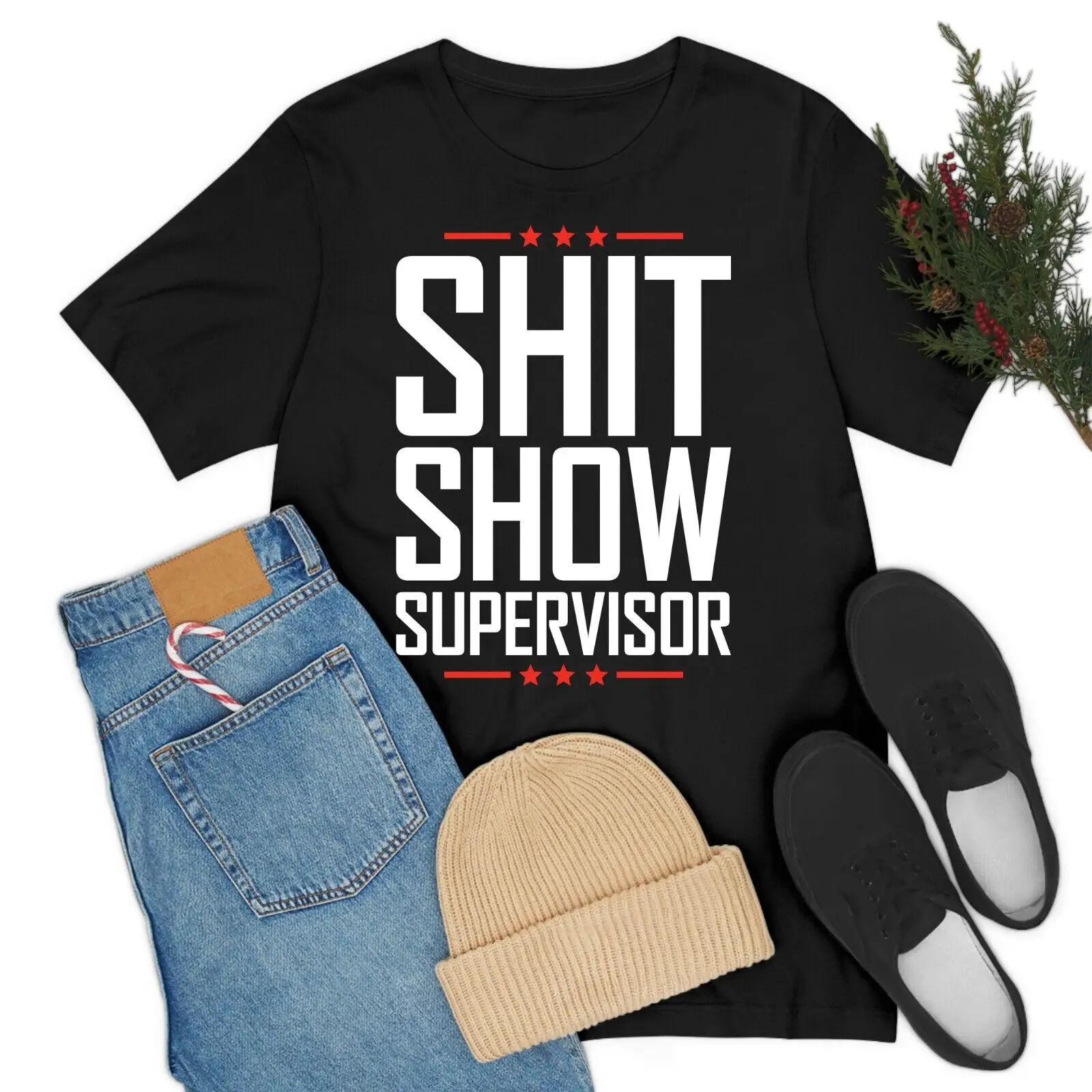 Sht Show Supervisor Retro Funny Sarcastic Adult Humor T-Shirt For Men Women