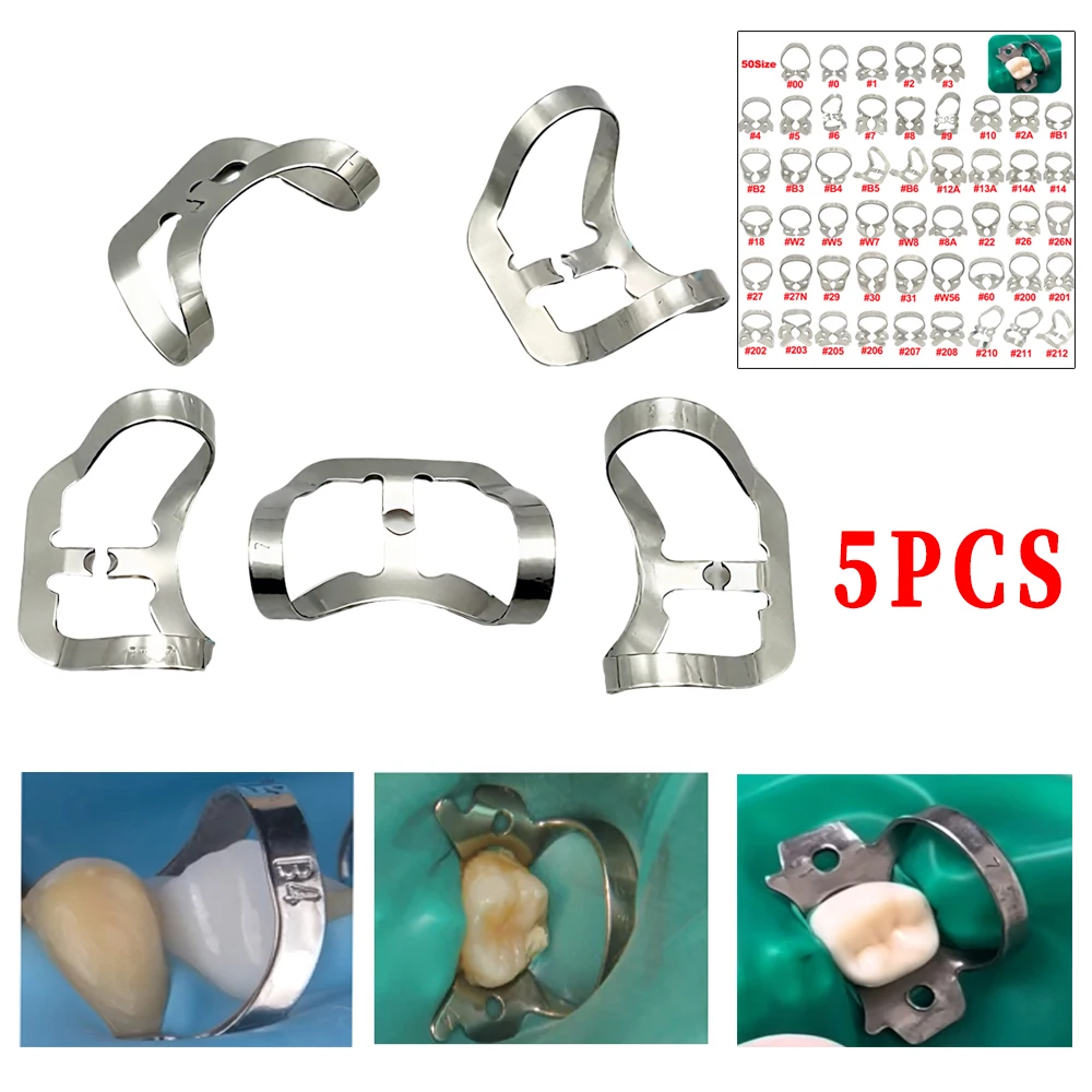 

5PCS High Quality Dental Rubber Dam Clamps Endodontic Restorative Barrier Clips Stainless Steel Holder Molar Teeth Materials