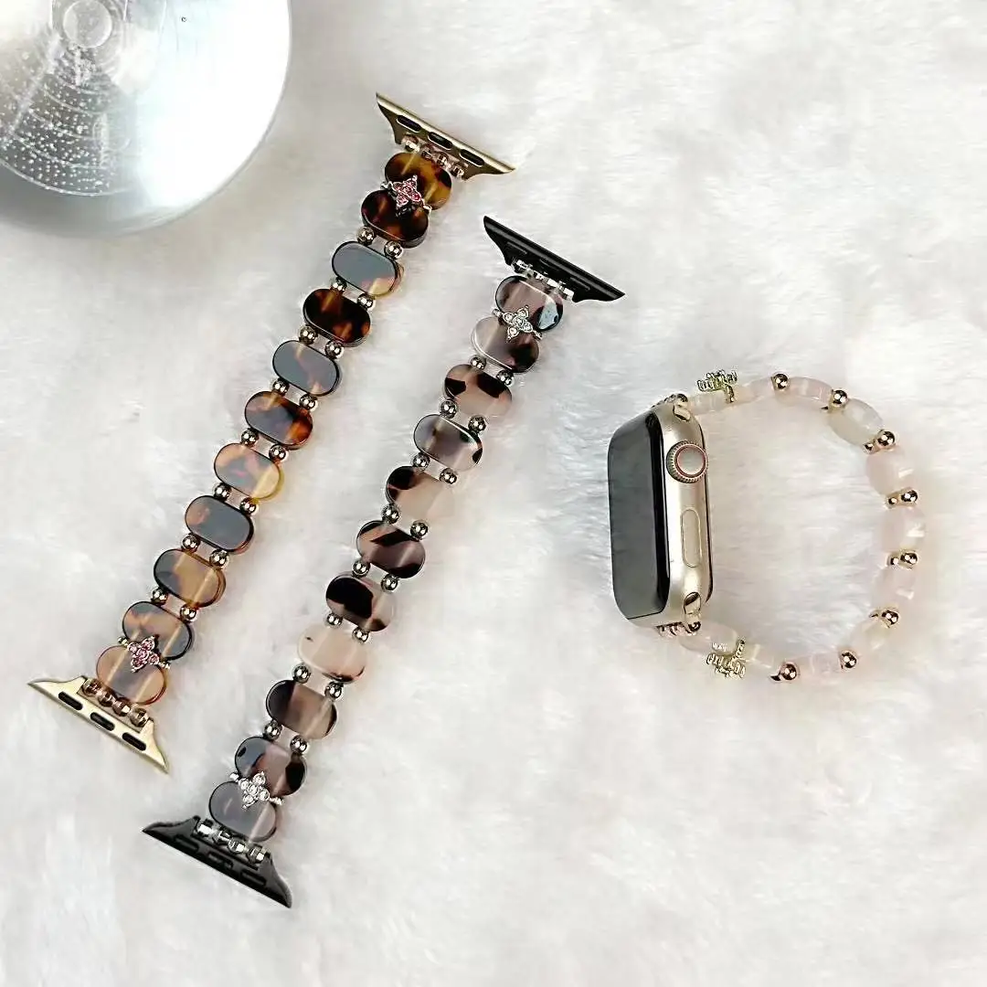 Tali Resin untuk Apple Watch Band 41Mm 40Mm 44Mm 42 46Mm 45Mm 49Mm Tali Elastis Wanita untuk IWatch Seri 10 9 8 6 5 Se 4 Ultra