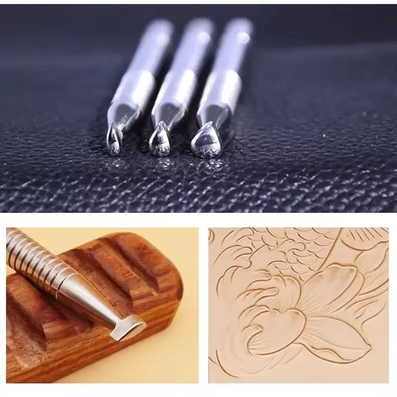 Teardrop Arabesque Stamp Set S3x8/M5x8/L7x8mm - 304 Steel Waterdrop Pattern Tool For Leathercraft | Realistic 3D DIY Punch
