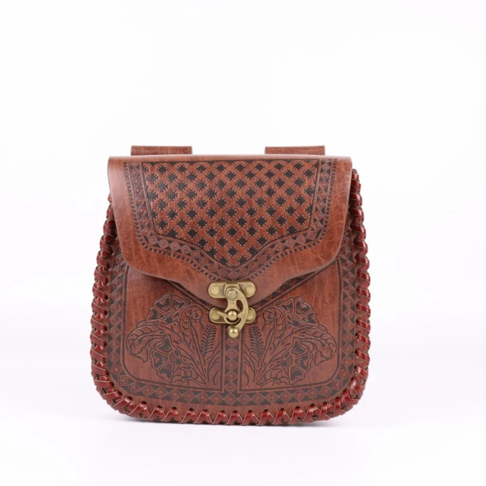 Tas sabuk aksesori kostum antik coklat muda tas unisex sabuk aksesori permainan peran Halloween
