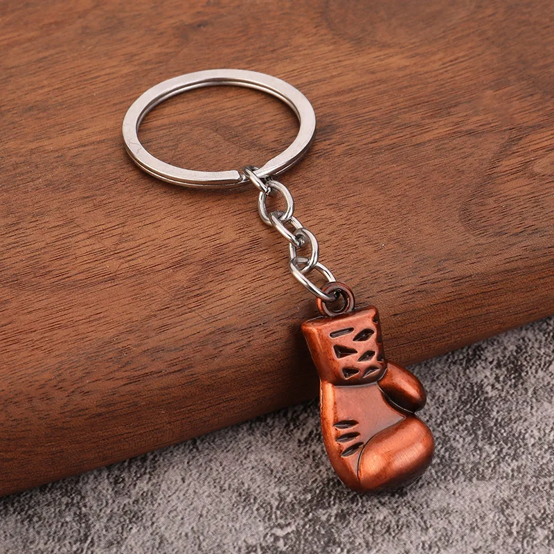 1pc Mini Creative 3D Metal Boxing Gloves Keychain Cute Gym Keyring  Pendant Shock Key Holder Car Key Ring for Boy Men Gift