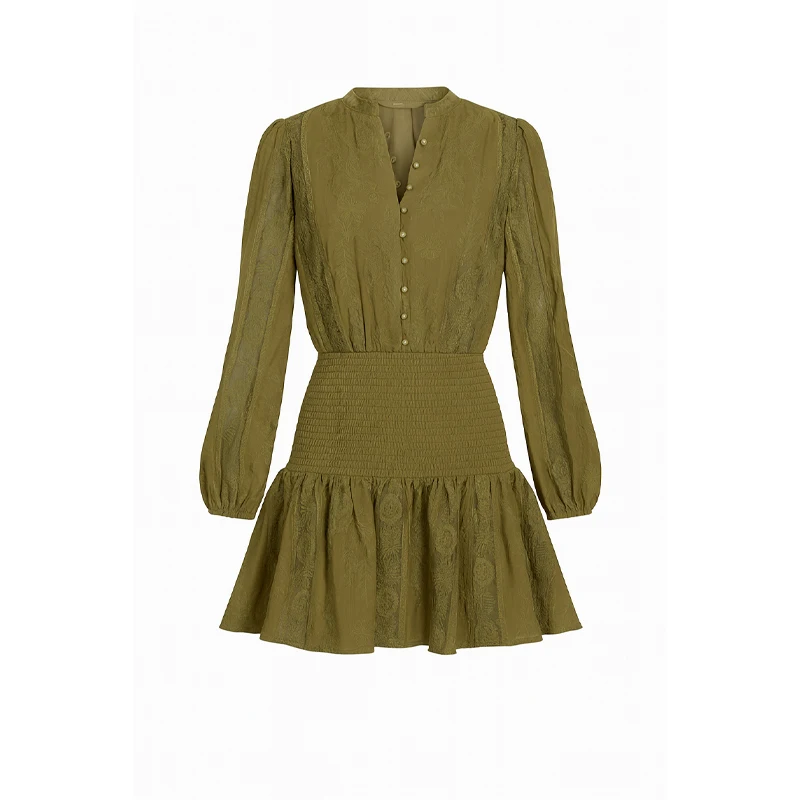 เดรสสไตล์เรโทรโบโฮ แต่งสม็อค กระดุมหน้า ดีไซน์หรูหรา ชุดมินิเดรสผู้หญิง ทันสมัย มีสไตล์ หวานละมุน เหมาะสำหรับออกเดท แฟชั่นฤดูใบไม้ร่วง ชิค สตรีทแวร์