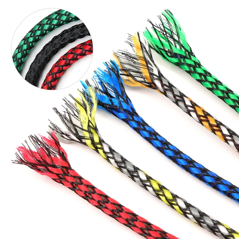 2/5/10m Cable Sleeve 4mm 8mm 12mm PP Cotton + PET Yarn Expanded Braided Sheath Wrap Wire Insulation Protection Case