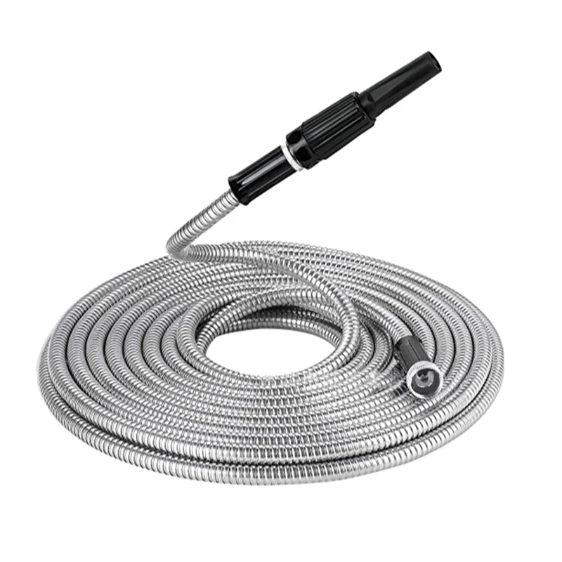 Garden Hose 304 Stainless Steel Metal Water Hose-Flexible,Lightweight,Tangle Free,Rust Proof, Easy To Use&Store