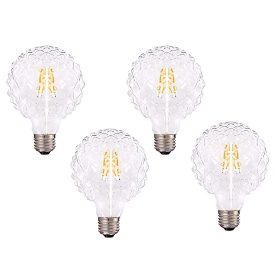 G95 LED Pineapple Bulb 4W Retro Edison Lamp 30W Equivalent Vintage Edison Screw Bulb for Lawn Patio Yard Restaurants Cafes Glas