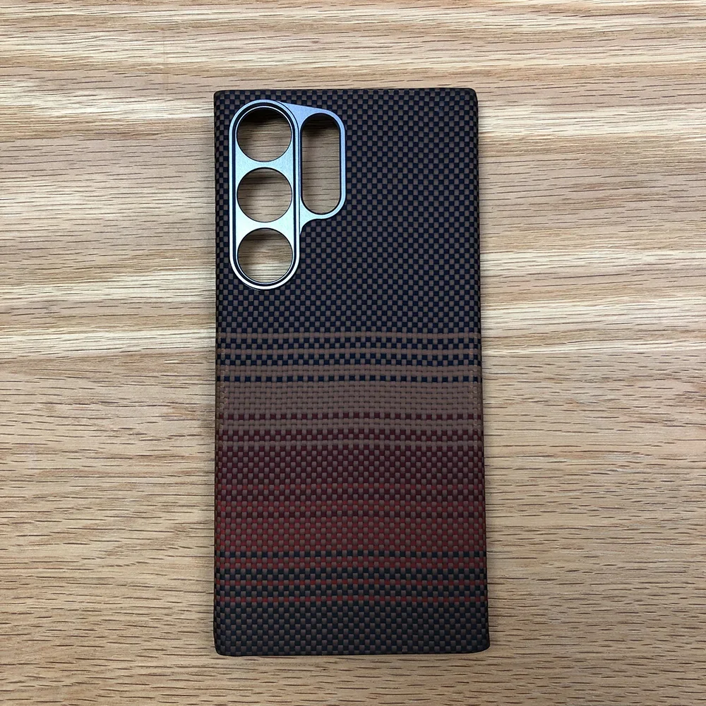 

phone sunset case for Samsung Galaxy S23 Ultra s23u Kevlar metal case real Aramid Carbon Fiber case Geometric Lightweight