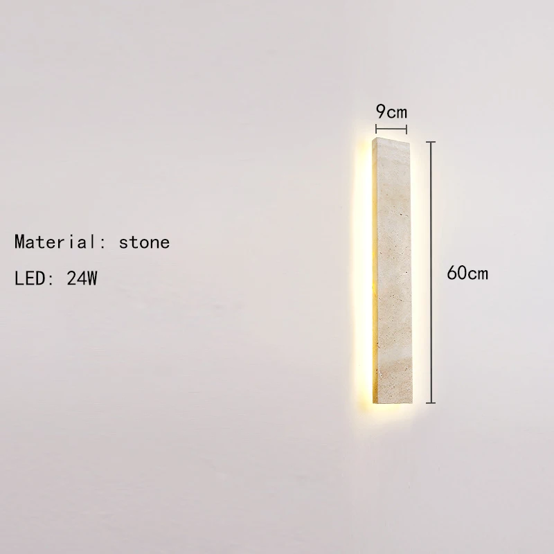 Natuurlijke marmeren wandlamp, rechthoekige stenen wandlamp, woonkamer, slaapkamer, eetkamer, badkamer, gele travertijn stenen wandlampen
