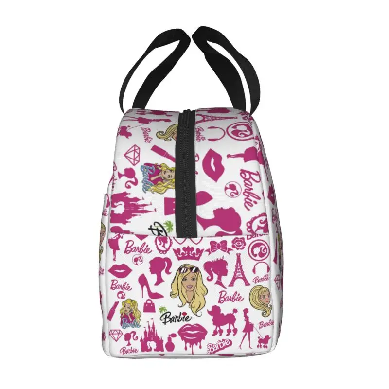 Borsa da pranzo isolata Barbie ragazza rosa per Picnic all\'aperto borsa termica termica Bento Box donna contenitore per alimenti Tote Bags