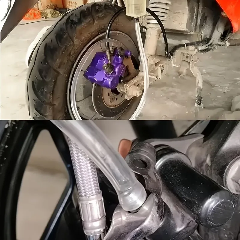 9-teiliges Auto- und Motorrad-Entlüftungsset für hydraulische Scheibenbremsen und Kupplungen, 100ml Multifunktionale Bremsflüssigkeits-Extraktions- und Befüllungsspritze mit Schlauchadapter Reparaturset – Detail 5