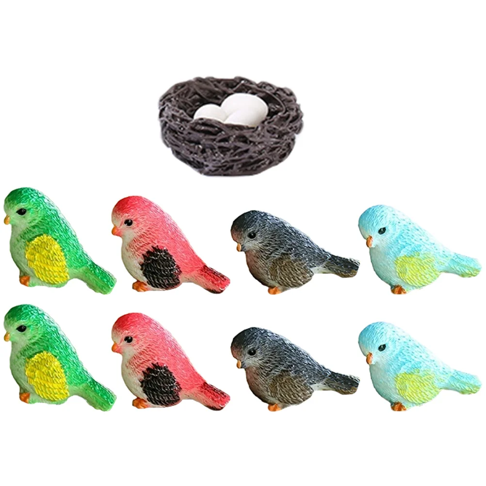 

1 set Bird Nest Egg Decorations Miniature Garden Accessories Resin Figurines Birds Sculpture Eggs Tiny Yard Landscaping Home