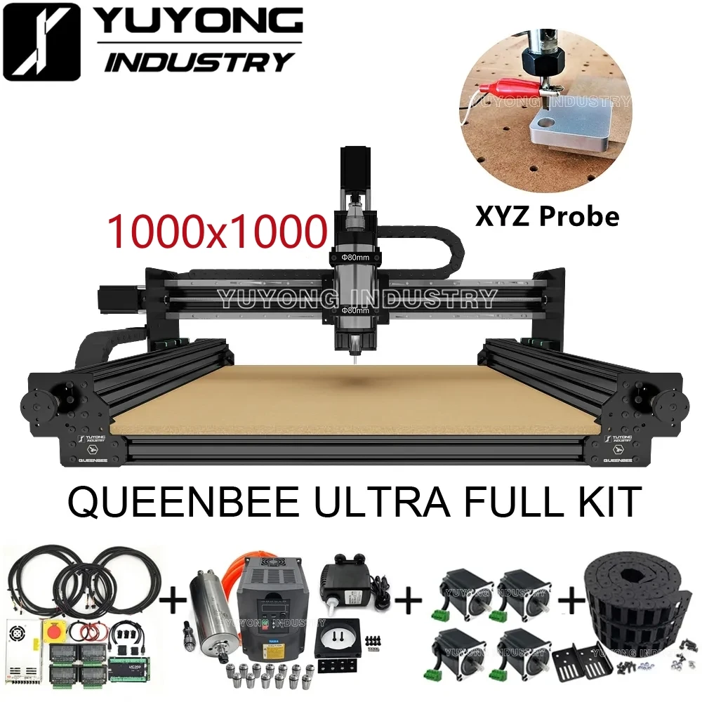 

Black 1010 QUEENBEE ULTRA CNC Full kit Linear Rail upgraded precise CNC router Engraving machine with New Tensioning system