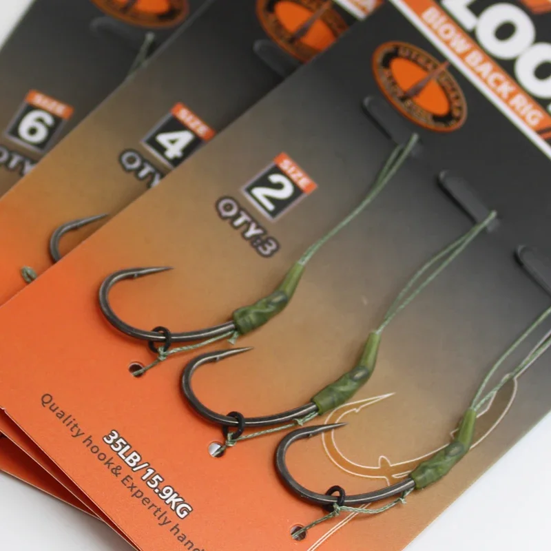 Carp Fishing Accessories Loop Rig Ready-Tied Soft Hook Link Sections Size 2 4 6 Curve Shank Hook Micro Barbed For Carp Fishing