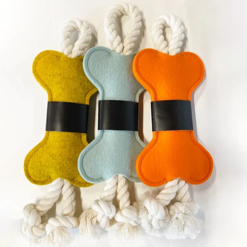Pet Dog Toy Creative Dog Bone Felt Toy Grinding Teeth Training Bone Stick Dog Gnaws Toy