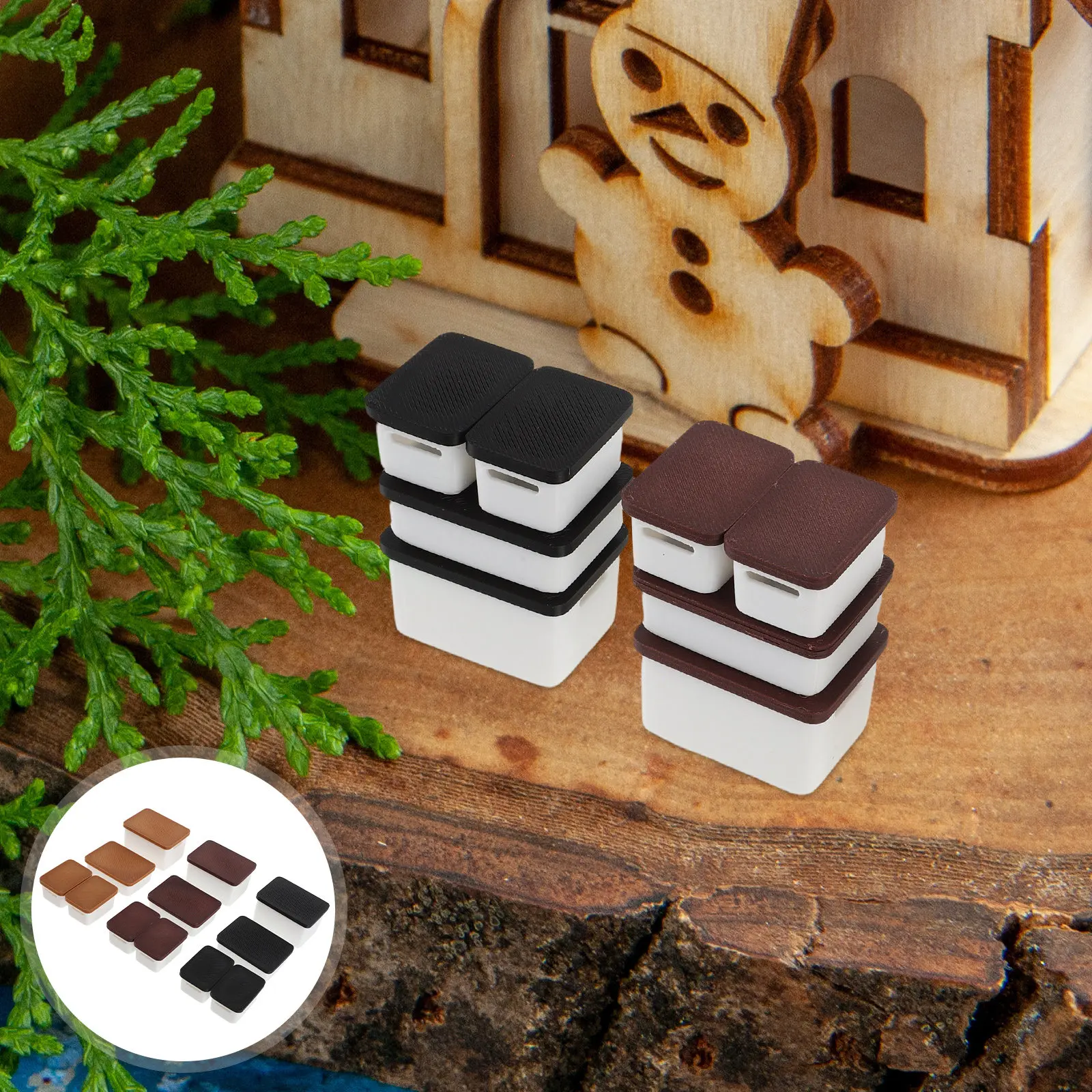 4Set Miniature Dollhouse Storage Box Stackable Organizer Containers 1:12 Scale Kitchen Bathroom Closet Accessories Tiny Storage