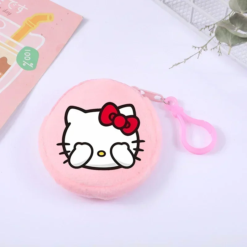 Sanrio HelloKitty Plush Wallet Cute Mini Coin Bag Boys Girls Pendant Purse Cartoon Portable Zipper Storage Bags Children's Gift