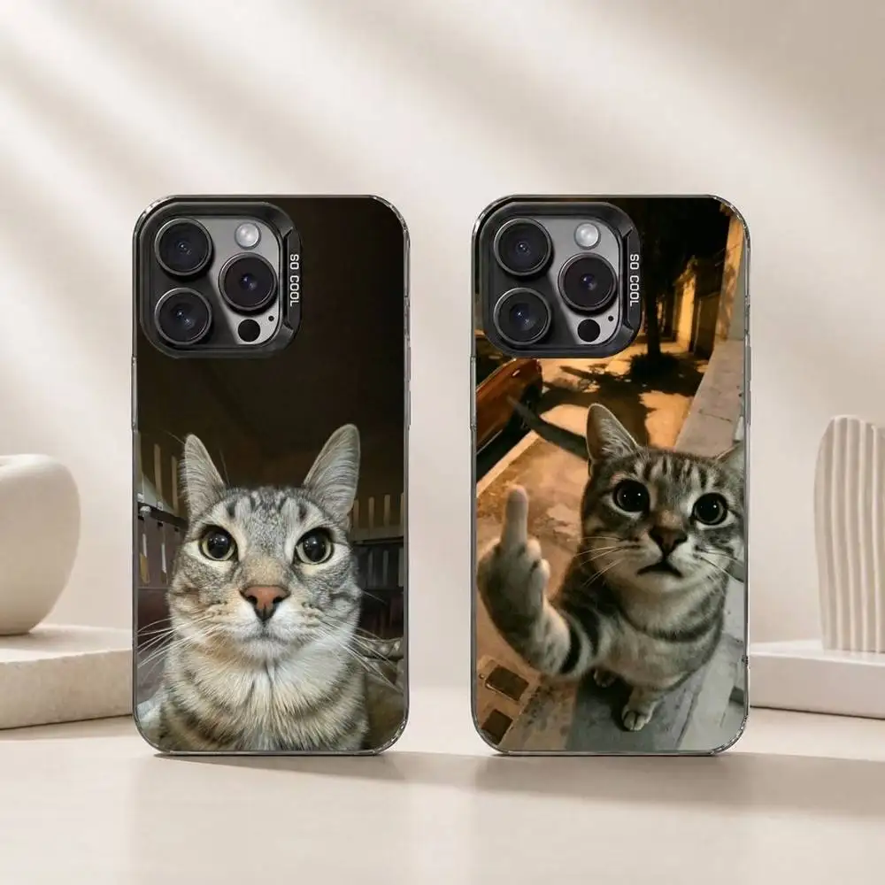 

P-Pet Cat Funny m-memes Phone Case For iPhone 17,16,15,14,13,12,11 Plus,Pro Max,XS,Colorful Silver Phone case Funda Cover