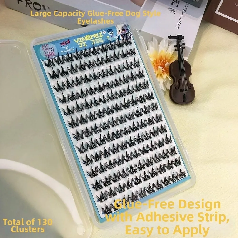 

100/130/200 Clusters Black Self Adhesive False Eyelashes Large Capacity Gentle DIY Lashes Extension No Glue Needed Easy To Wear