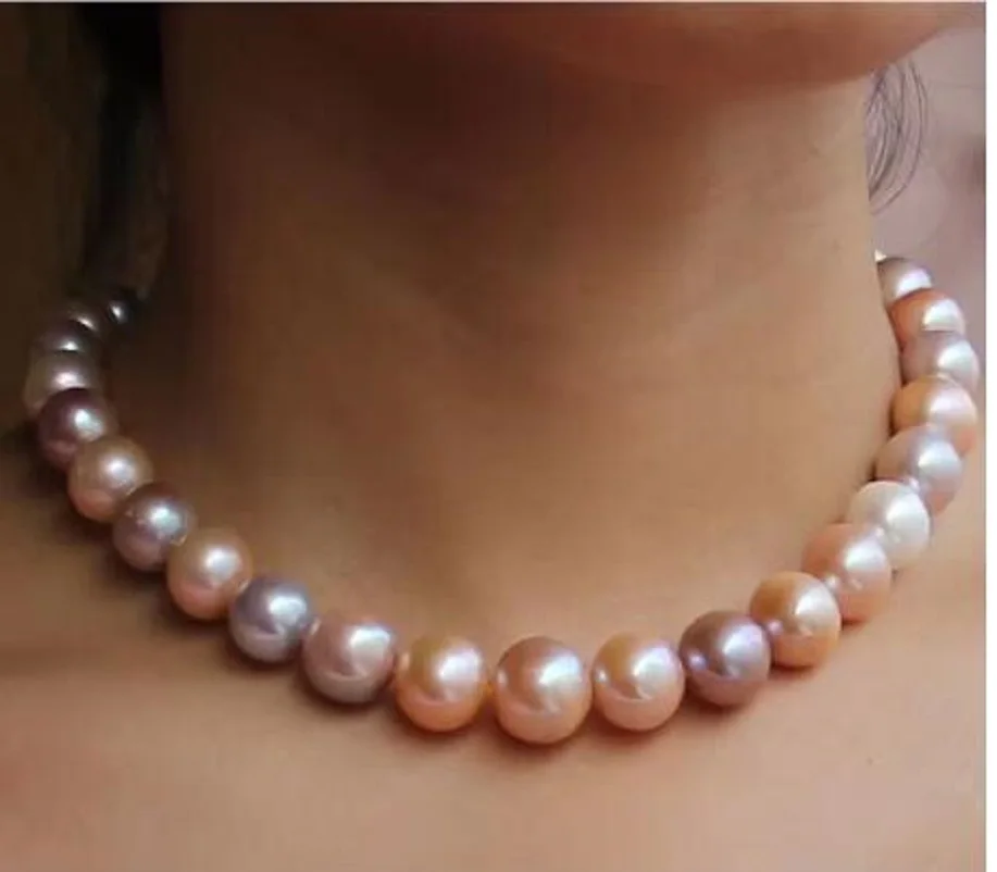 NewAAAA8-9mm Nanhai perfect pink pearl necklace 18 inch 14KJewelry Marking