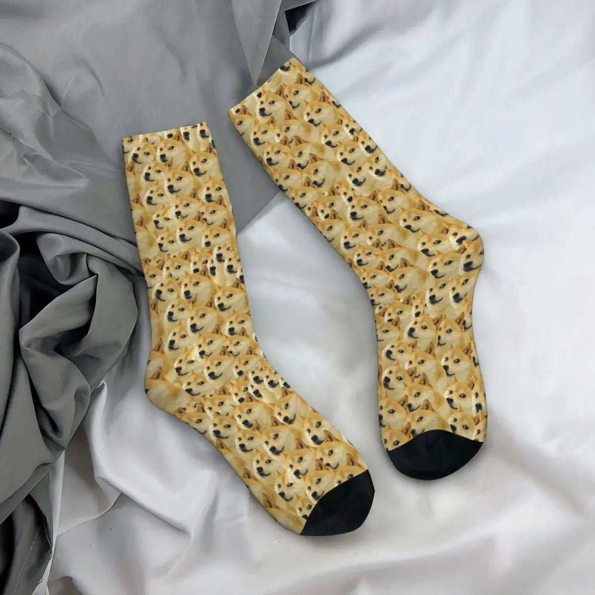 Chaussettes longues unisexes à motif Doge Wow, Shiba Inu, Mème de chien Doggo, Montages, Harajuku, Bas de haute qualité, Toutes saisons, Cadeaux