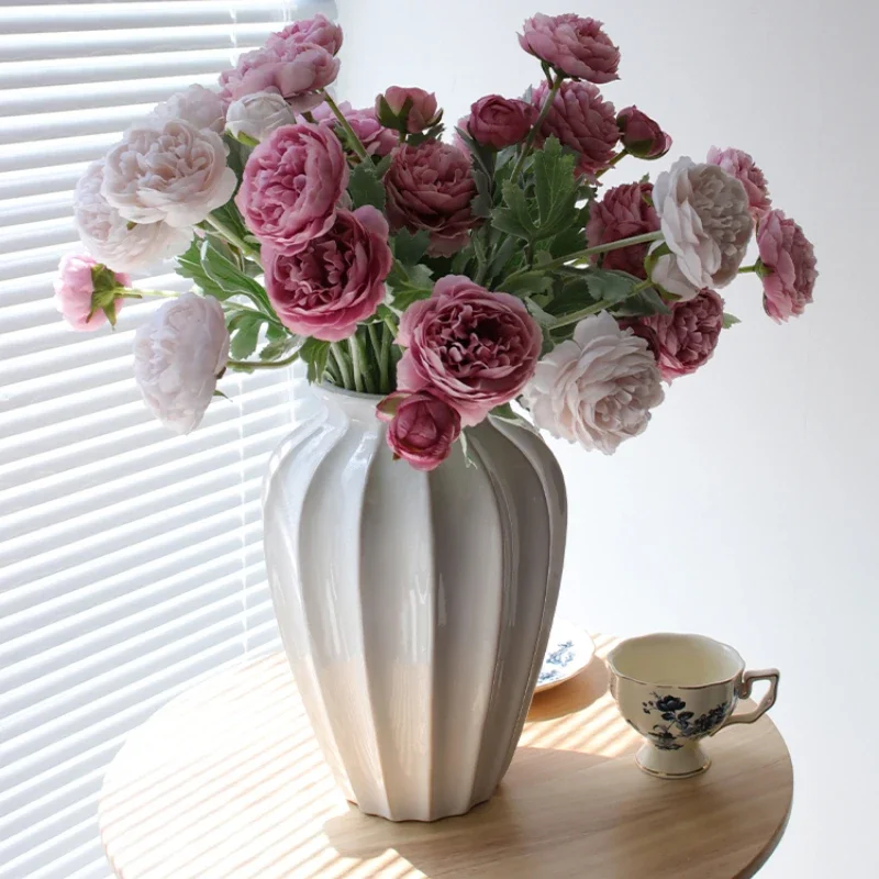 

White Vintage Ceramic Vase High Sense Table Decoration Living Room Flower Arrangement