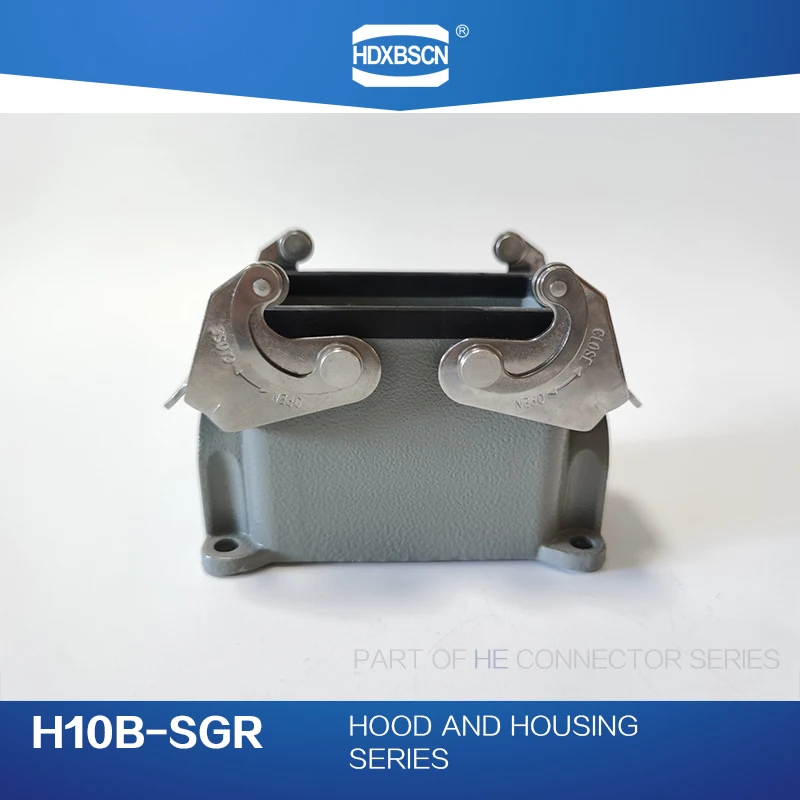 HDXBSCN Industrial rectangular heavy duty connector HDC HE-010 Han B 10 cores 16A Protecting Shell Surface Mounting Two LockILMA