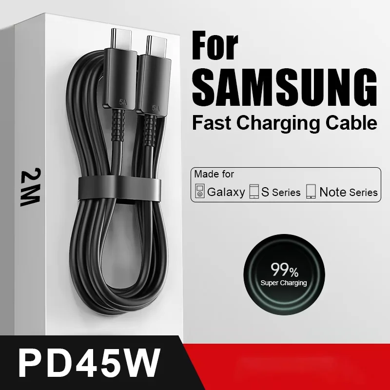

PD 45W USB C Cable For Samsung Galaxy S20 S22 S23 Ultra Note 10+ 5G 20 A53 A54 Super Fast Charging USB Type C Data Cable
