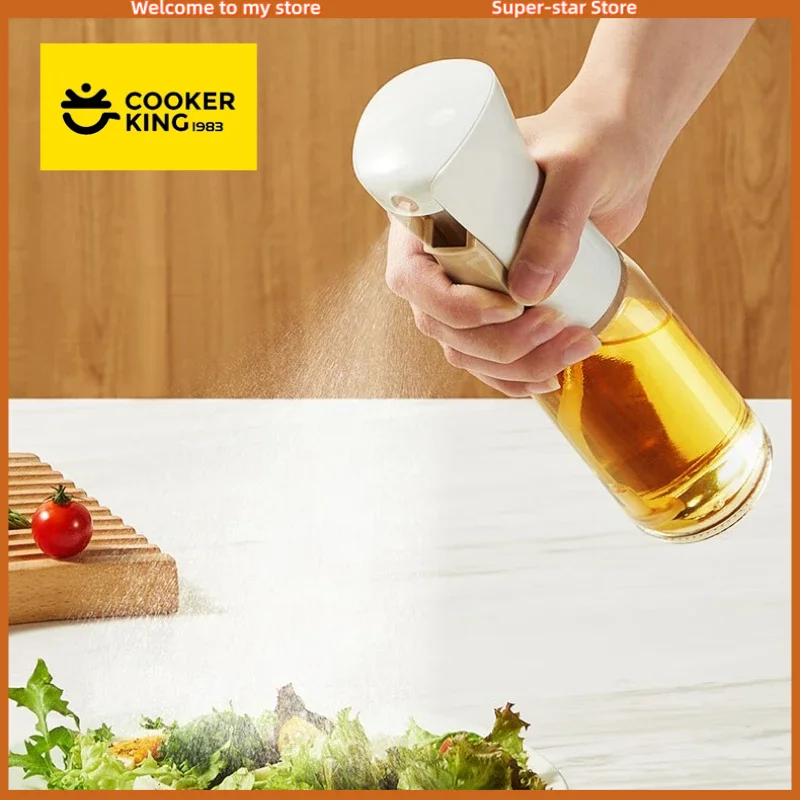 COOKER KING Olivenölspender, Ölspray zum Kochen, Flaschensprüher, wiederverwendbar, Lebensmittelqualität, Ölessig-Sprühflasche, Küchenutensilien