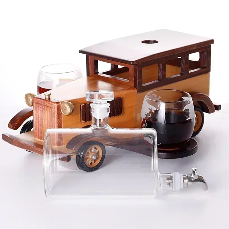 Decanter per liquori vecchio stile da 1000 ml con 2 bicchieri da whisky