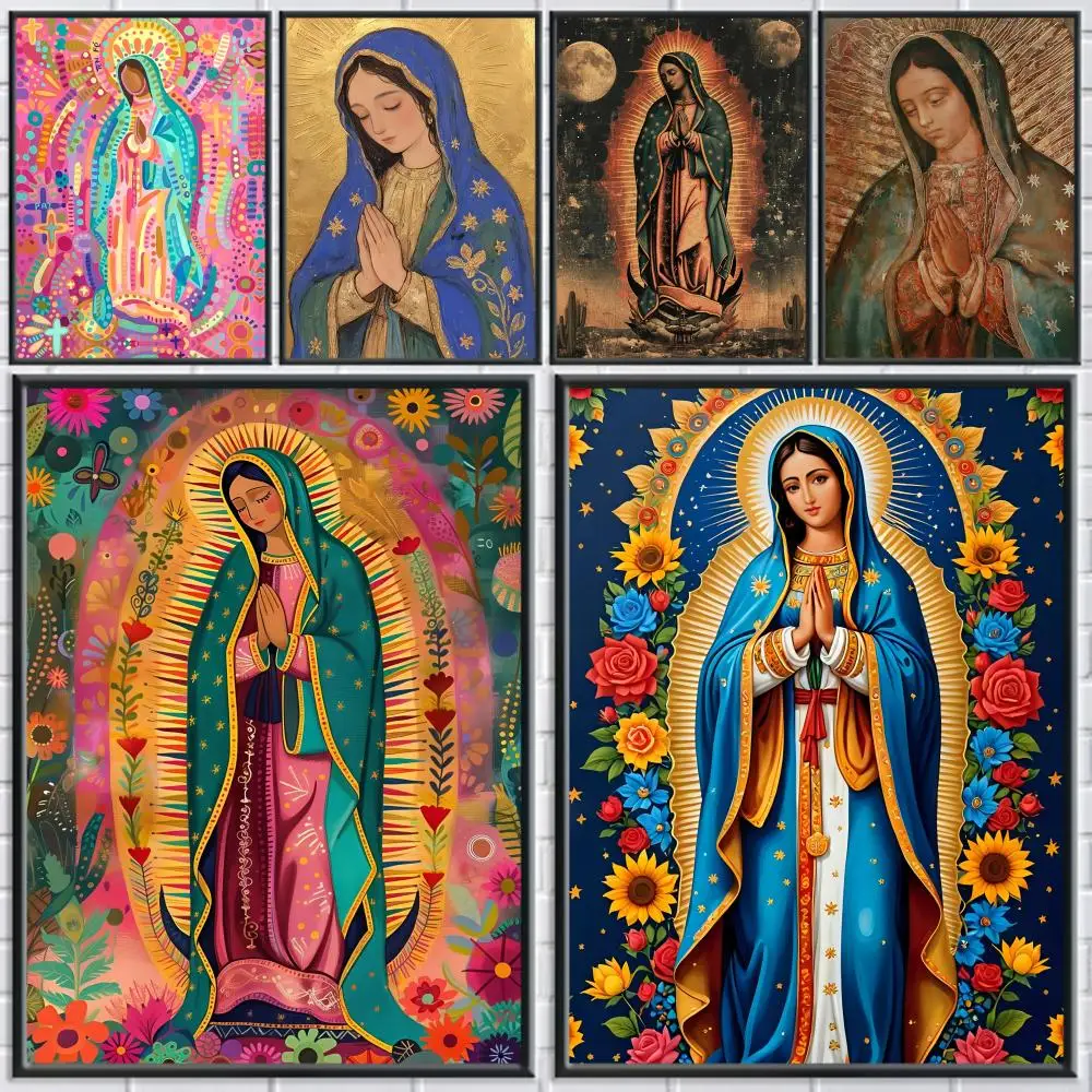 

Heavenly Lady of Guadalupe Poster Trendy Wall Art Good Sticker Printed on PP Paper for Living Room Office Bar Decoration