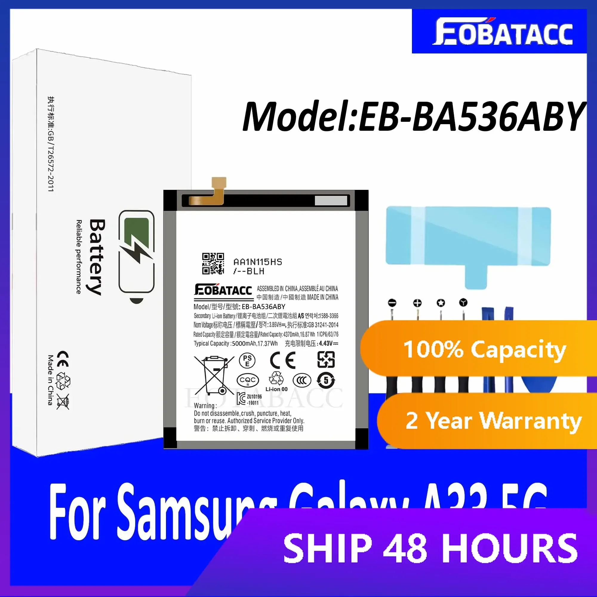 

2025 Years EOTABACC 100% New High Quanlity Battery EB-BA536ABY For Samsung A33 5GBattery +Tools