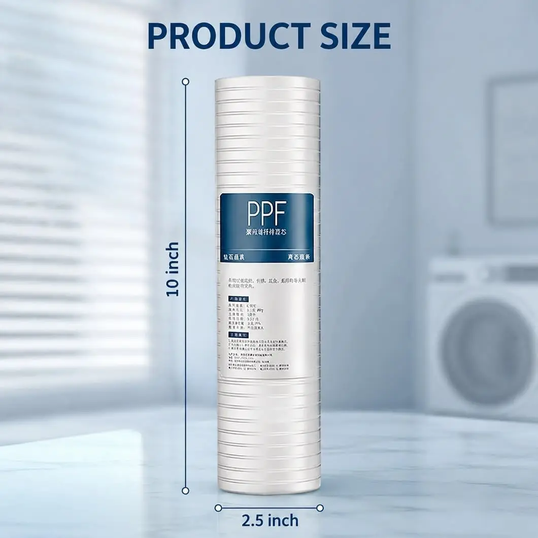 Grooved PP Sediment Water Filter 10 x 2.5 Inch PP Cotton Spun Polypropylene Cartridge for Whole House RO System Pre-Filter