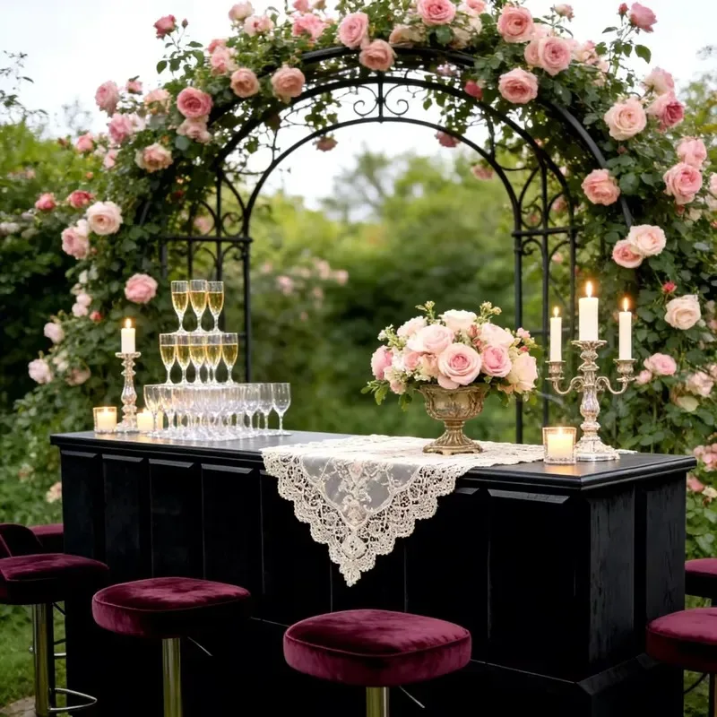 Customized Modern Natural Wood Rectangular Bar Table Rental Furniture Wedding Wine Counter