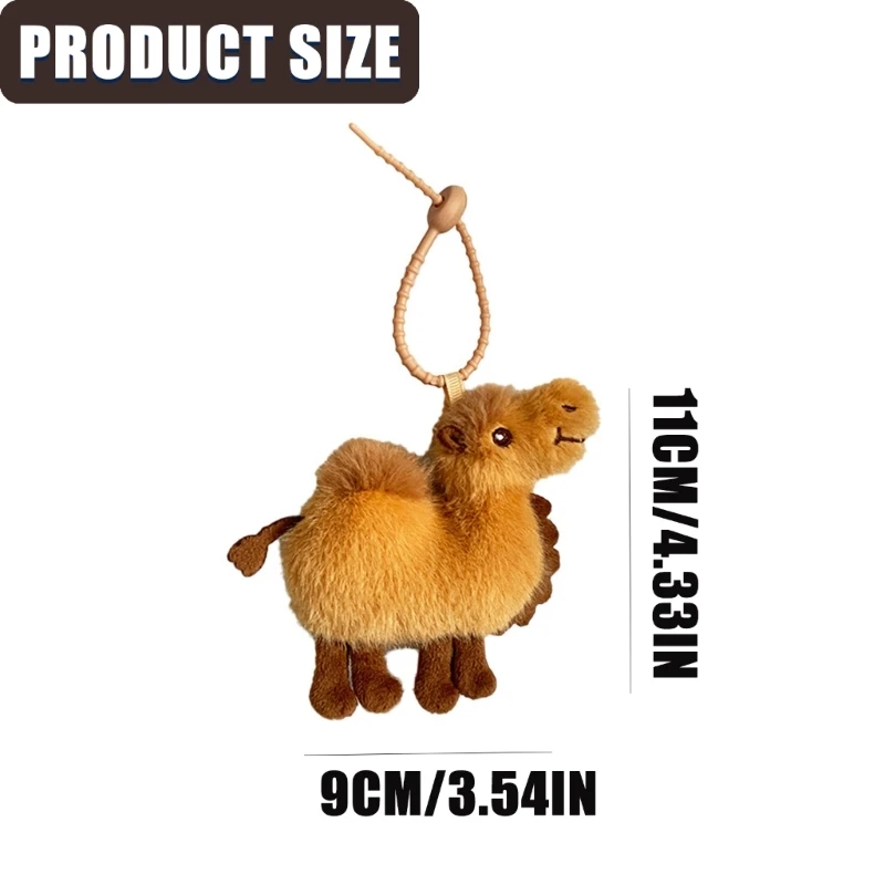 Soft Desert Camels Keychain Handmade Plush Toy Decorative Accessory Bag Pendant Suitable for Bags or Room Displaying 77JC