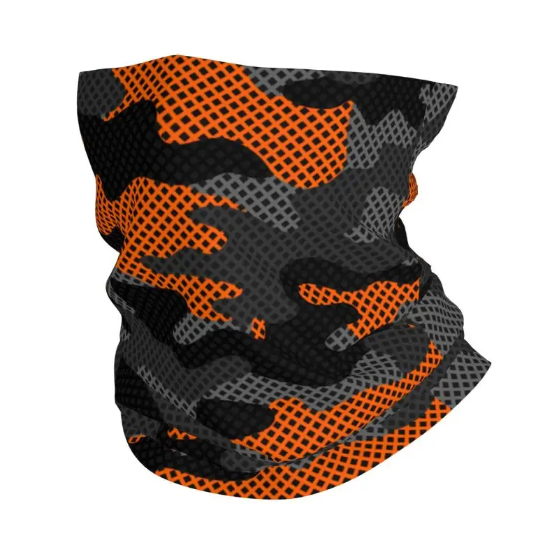 

Black and Orange Camouflage Bandana Neck Warmer Women Men Winter Ski Tube Scarf Gaiter Dutch Tblock Camo Face Cover