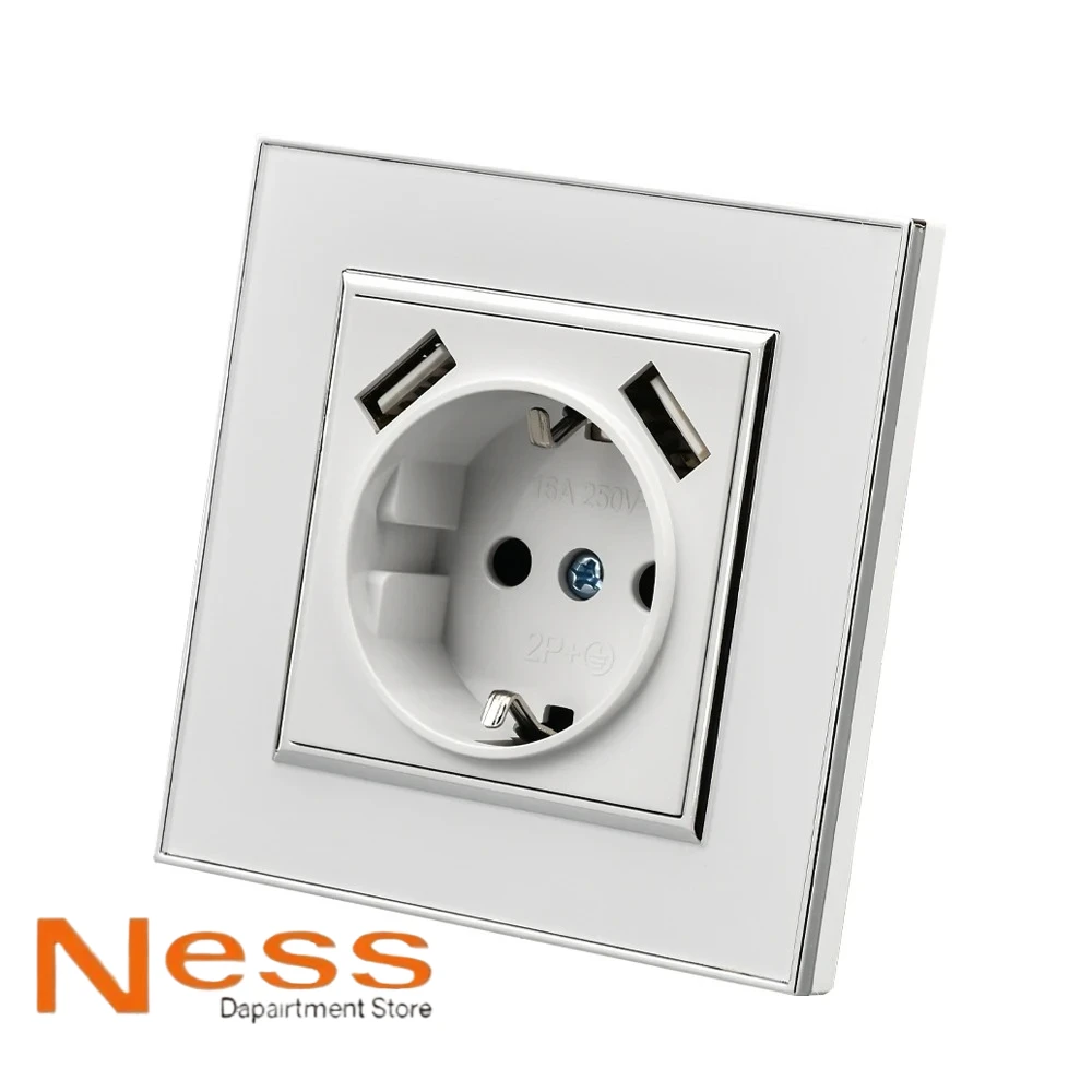 NESS الأبيض الكلاسيكي 3 عصابة 1 طريقة 250 فولت 16A التيار المتناوب الجدار الروك التبديل الاتحاد الأوروبي القياسية لوحة أكريليك زر مفتاح الإضاءة مثبطات اللهب #2