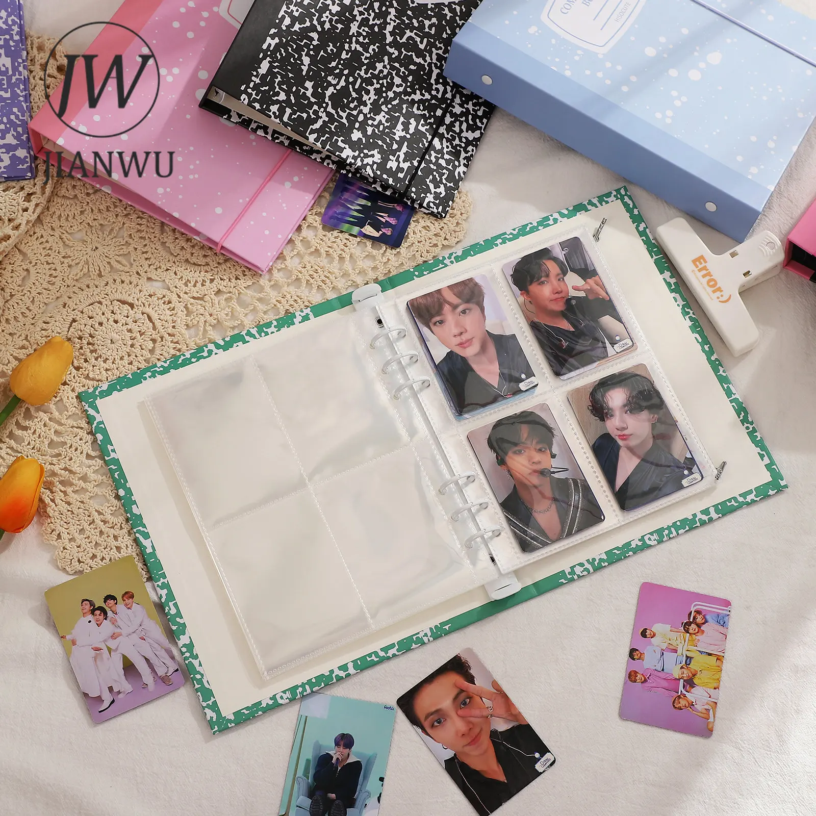 JIANWU A5 Hard Shell Photo Album 6-hole Loose-leaf Book Transparent Binder Storage Bag Creative DIY Journal Decor Stationery