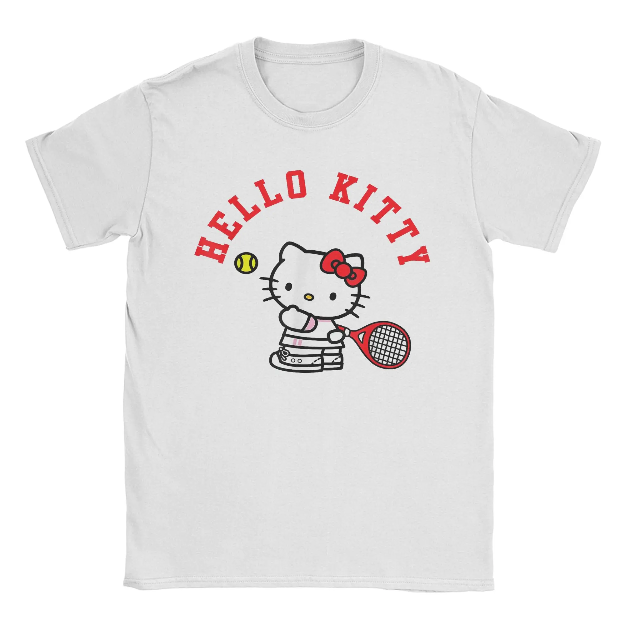 Men Women's Hello Kitty Tennis T Shirt  Pure Cotton Clothes Funny Short Sleeve Round Collar Tees Classic T-Shirt