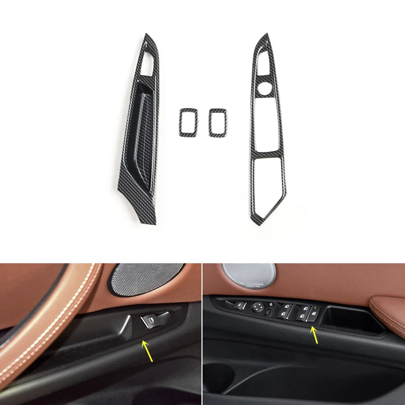 For BMW X5 F15 2014-2018 Right Hand Drive Plastic Carbon Fiber Style Decorative Accessory Car Interior Gear Door Trims Stickers image 3