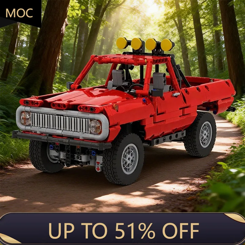 801PCS MOC City Engineering Trophy Trial Truck Redneck Model Technology Build Blocks Creative Children Toy Birthday Gift