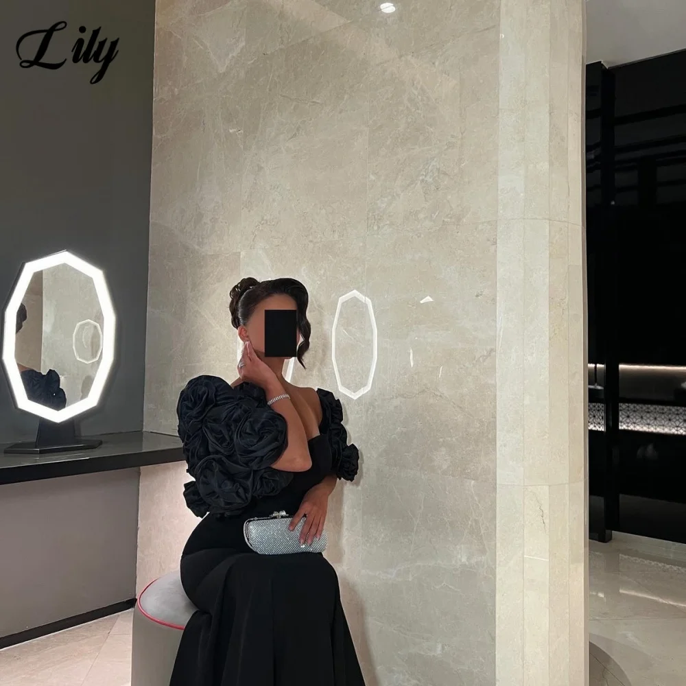 زنبق أسود بسيط ثوب مسائي على شكل قلب البوق فساتين لحضور الحفلات الموسيقية فساتين سهرة الزفاف مع طيات رداء السهرة حسب الطلب