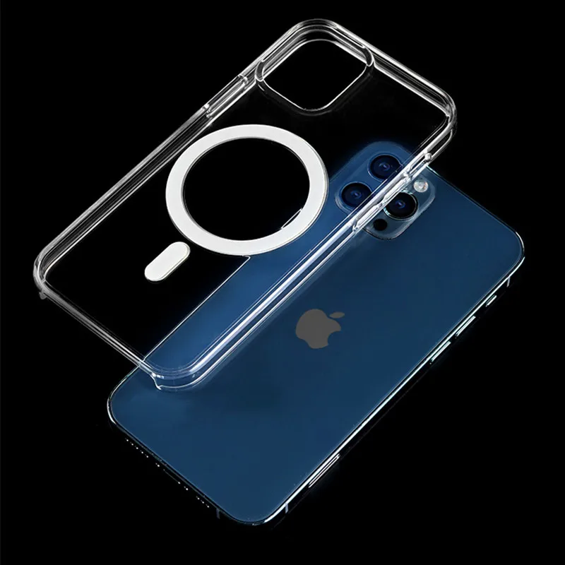 

Original With Animation Magsafing Clear Hard PC Case For iPhone 16 15 14 13 12 Pro Max Strong Magnetic Transparent Back Cover