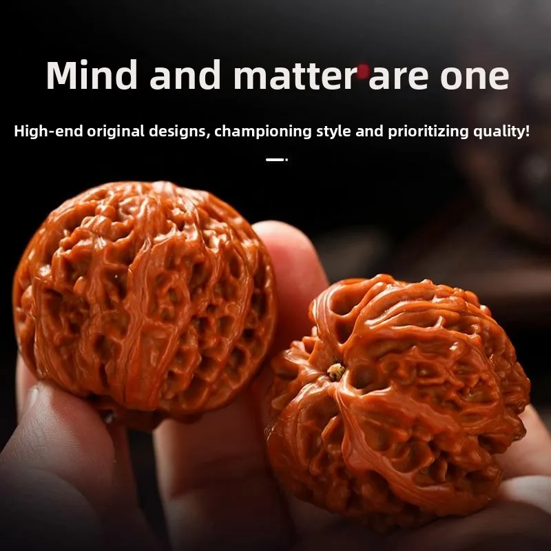 Chinese Traditional Feng Shui Lucky Walnut Set Good Fortune Wealth Blessing Hand Massage Multiple Sizes Qilin Pattern Lion Head