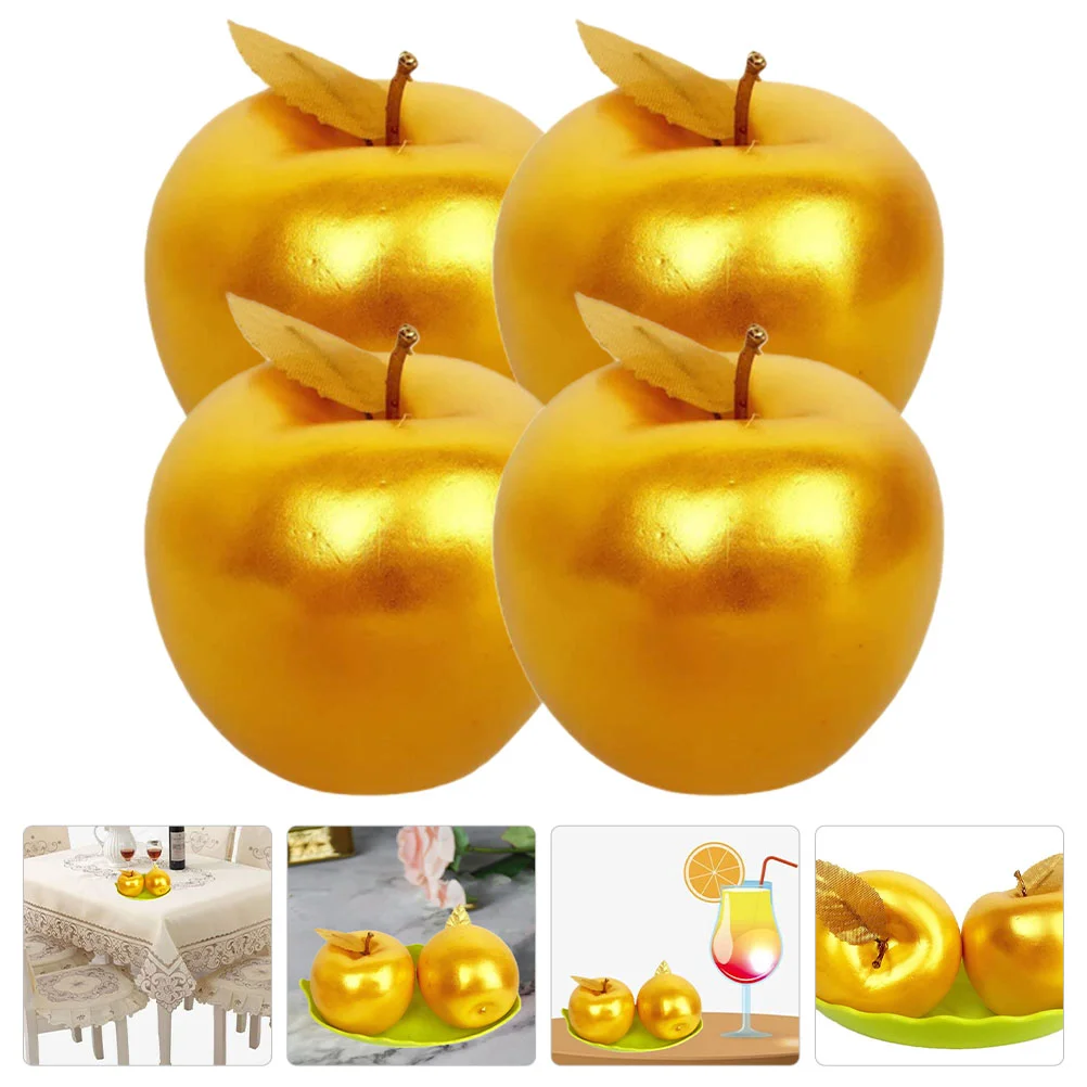 4 Pcs Simulated Toy False Apples Ornament Simulation Fake Plant Model Decor Foam Fruit Models Artificial Emulated