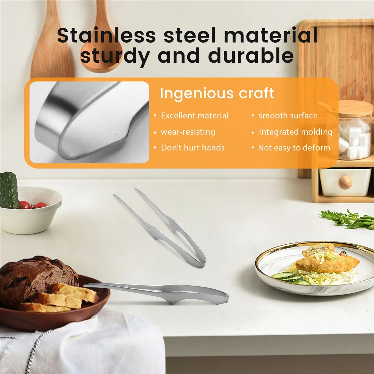 เกาหลีและญี่ปุ่นแหนบบาร์บีคิว Self-Standing แหนบย่างลื่นอุปกรณ์ทําอาหารแหนบสแตนเลสร้อน